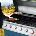 Cabinet Style Blue 6 -Burner Liquid Propane Gas Grill 1 -Side Burner
