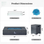 56 In. Rectangular Outdoor Magnesium Oxide Fire Pit Table with Gas Tank Cover, Wind Guard, Dark Gray