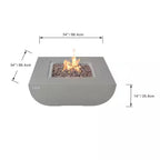 Westport 34 In. X 14 In. Grey round Concrete Propane Pit Table with Electronic Ignition Cover and Lava Rock