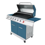 Cabinet Style Blue 6 -Burner Liquid Propane Gas Grill 1 -Side Burner