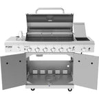 Deluxe 6-Burner Propane Gas Grill in Stainless Steel with Ceramic Searing Side Burner and Rotisserie Kit