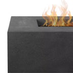 Brookhurst 42 In. L X 12 In. H Outdoor GFRC Liquid Propane Fire Pit in Carbon with Lava Rocks