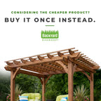 10 Ft. X 10 Ft. Traditional All Cedar Wood Outdoor Patio Pergola Shade Structure