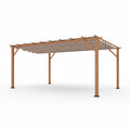 Florence 11 Ft. X 16 Ft. Wood Grain Aluminum Pergola in Canadian Cedar and Cocoa Convertible Canopy