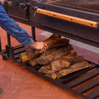 Argentine Santa Maria XL Wood Fire and Charcoal Steel BBQ Grill in Black with Asado Clamp and Adjustable Grates