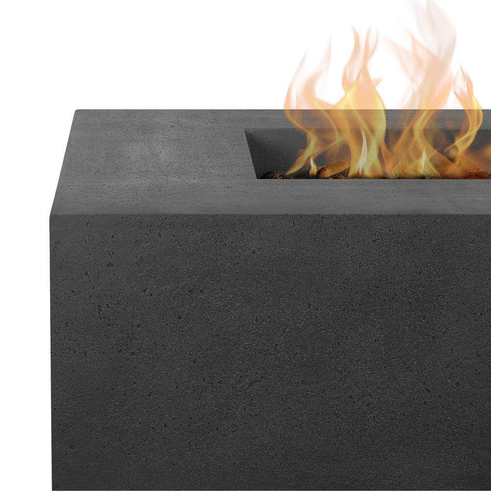 Brookhurst 72 In. W X 12 In. H Outdoor GFRC Liquid Propane Fire Pit in Carbon with Lava Rocks