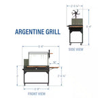 Santa Maria Argentine BBQ Charcoal Grill in Black with Acacia Wood Side Table, Stainless Steel Grate Frame & Cover