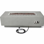 Granville Concrete Fire Pit 60" X 27" Outdoor Patio Firepit Includes Lava Rocks Modern Fire Pits & Outdoor Fireplaces for Garden, Deck, Indoor & Outdoor Heating