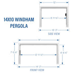 Windham 14' X 10' Modern Galvanized Steel Outdoor Patio Pergola Kit with Shade Sail Canopy and Powerport