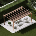 Florence 11 Ft. X 16 Ft. Wood Grain Aluminum Pergola in Canadian Cedar and Cocoa Convertible Canopy