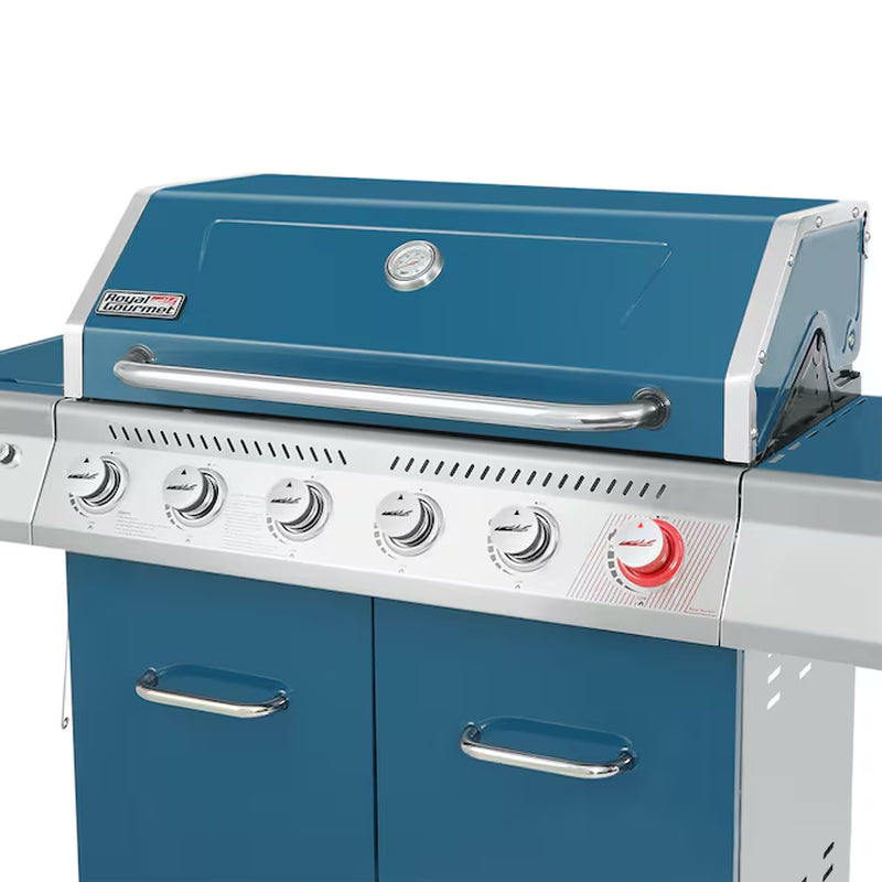 Cabinet Style Blue 6 -Burner Liquid Propane Gas Grill 1 -Side Burner