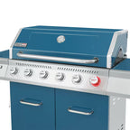 Cabinet Style Blue 6 -Burner Liquid Propane Gas Grill 1 -Side Burner