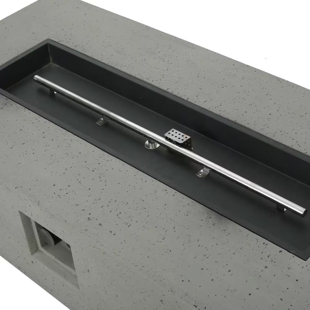 Aidan 56 In. X 15.00 in Rectangular MGO Gas Outdoor Patio Fire Pit Table in Light Grey - 50,000 BTU with Tank Holder