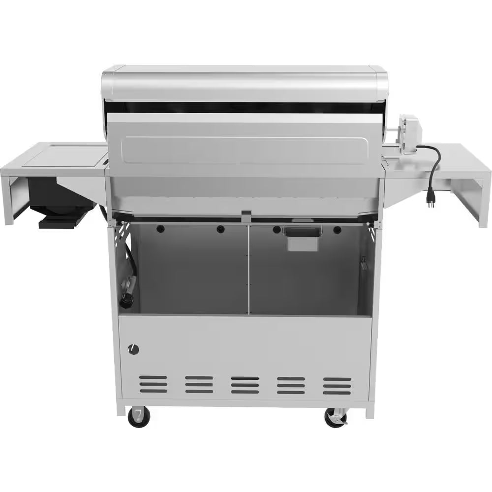 Deluxe 6-Burner Propane Gas Grill in Stainless Steel with Ceramic Searing Side Burner and Rotisserie Kit