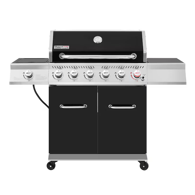 Cabinet Style Blue 6 -Burner Liquid Propane Gas Grill 1 -Side Burner