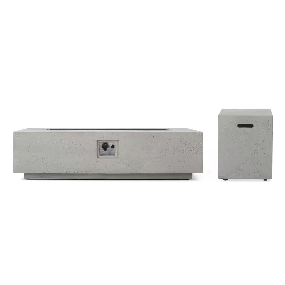 Aidan 56 In. X 15.00 in Rectangular MGO Gas Outdoor Patio Fire Pit Table in Light Grey - 50,000 BTU with Tank Holder