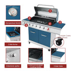 Cabinet Style Blue 6 -Burner Liquid Propane Gas Grill 1 -Side Burner