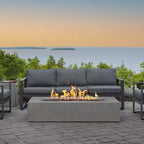 Matteau Low 60 In. L X 12 In. H Outdoor Rectangular Concrete Composite Propane Fire Table in Flint with Vinyl Cover