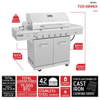 Deluxe 6-Burner Propane Gas Grill in Stainless Steel with Ceramic Searing Side Burner and Rotisserie Kit