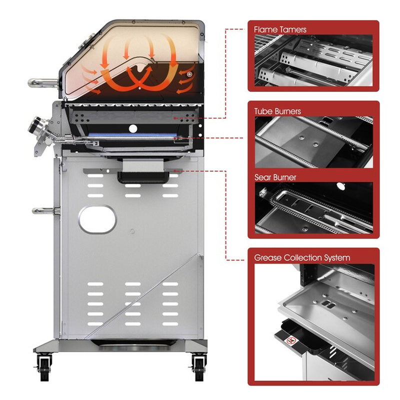 Cabinet Style Blue 6 -Burner Liquid Propane Gas Grill 1 -Side Burner
