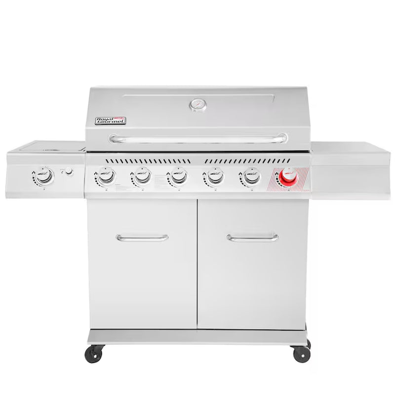 Cabinet Style Blue 6 -Burner Liquid Propane Gas Grill 1 -Side Burner