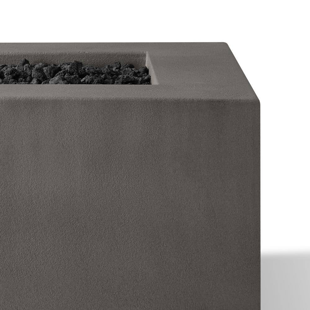 Matteau Low 60 In. L X 12 In. H Outdoor Rectangular Concrete Composite Propane Fire Table in Carbon with Vinyl Cover