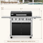 6 Burner Propane Gas Grill and Griddle Combo with Side Burner 740 Sq. In. Large Cooking Area 52,000 but Output BBQ Grill