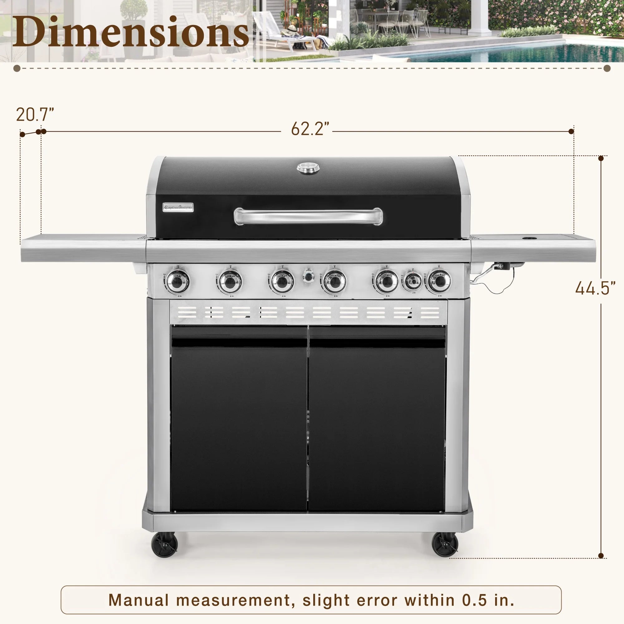 6 Burner Propane Gas Grill and Griddle Combo with Side Burner 740 Sq. In. Large Cooking Area 52,000 but Output BBQ Grill