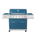 Cabinet Style Blue 6 -Burner Liquid Propane Gas Grill 1 -Side Burner
