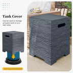 56 In. Rectangular Outdoor Magnesium Oxide Fire Pit Table with Gas Tank Cover, Wind Guard, Dark Gray