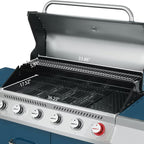 Cabinet Style Blue 6 -Burner Liquid Propane Gas Grill 1 -Side Burner