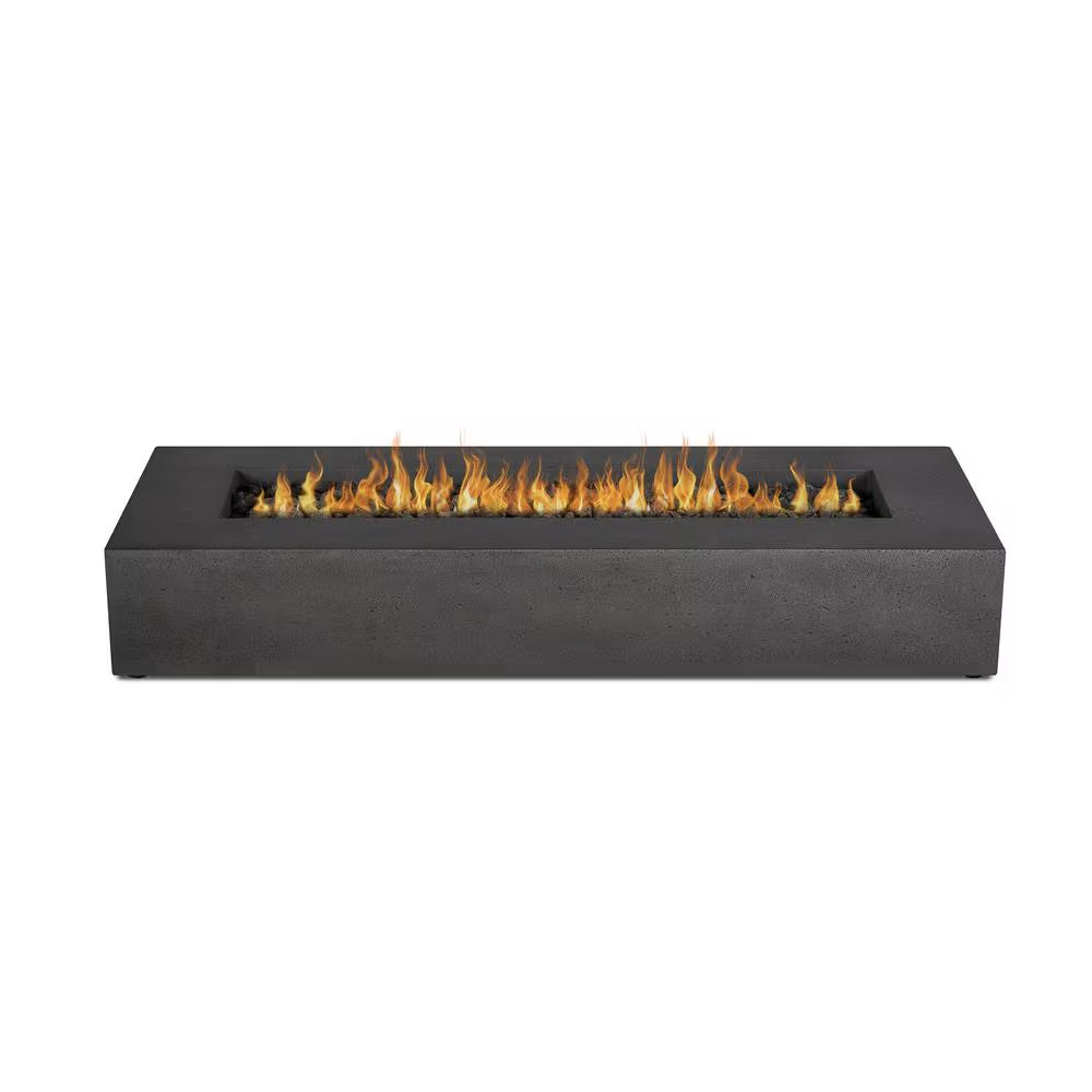 Brookhurst 72 In. W X 12 In. H Outdoor GFRC Liquid Propane Fire Pit in Carbon with Lava Rocks