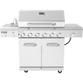 Deluxe 6-Burner Propane Gas Grill in Stainless Steel with Ceramic Searing Side Burner and Rotisserie Kit