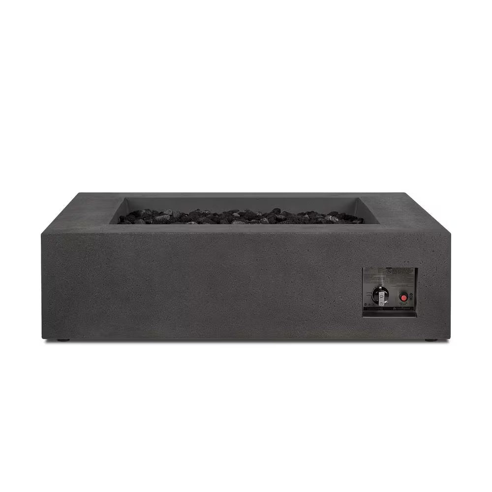 Brookhurst 42 In. L X 12 In. H Outdoor GFRC Liquid Propane Fire Pit in Carbon with Lava Rocks