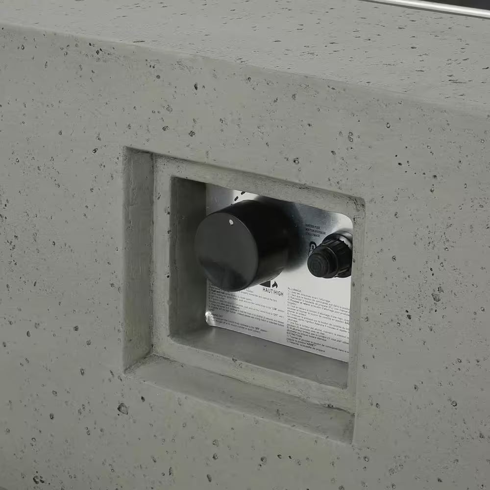 Aidan 56 In. X 15.00 in Rectangular MGO Gas Outdoor Patio Fire Pit Table in Light Grey - 50,000 BTU with Tank Holder