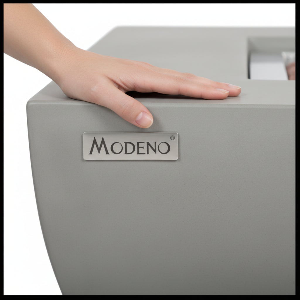 Westport 34 In. X 14 In. Grey round Concrete Propane Pit Table with Electronic Ignition Cover and Lava Rock