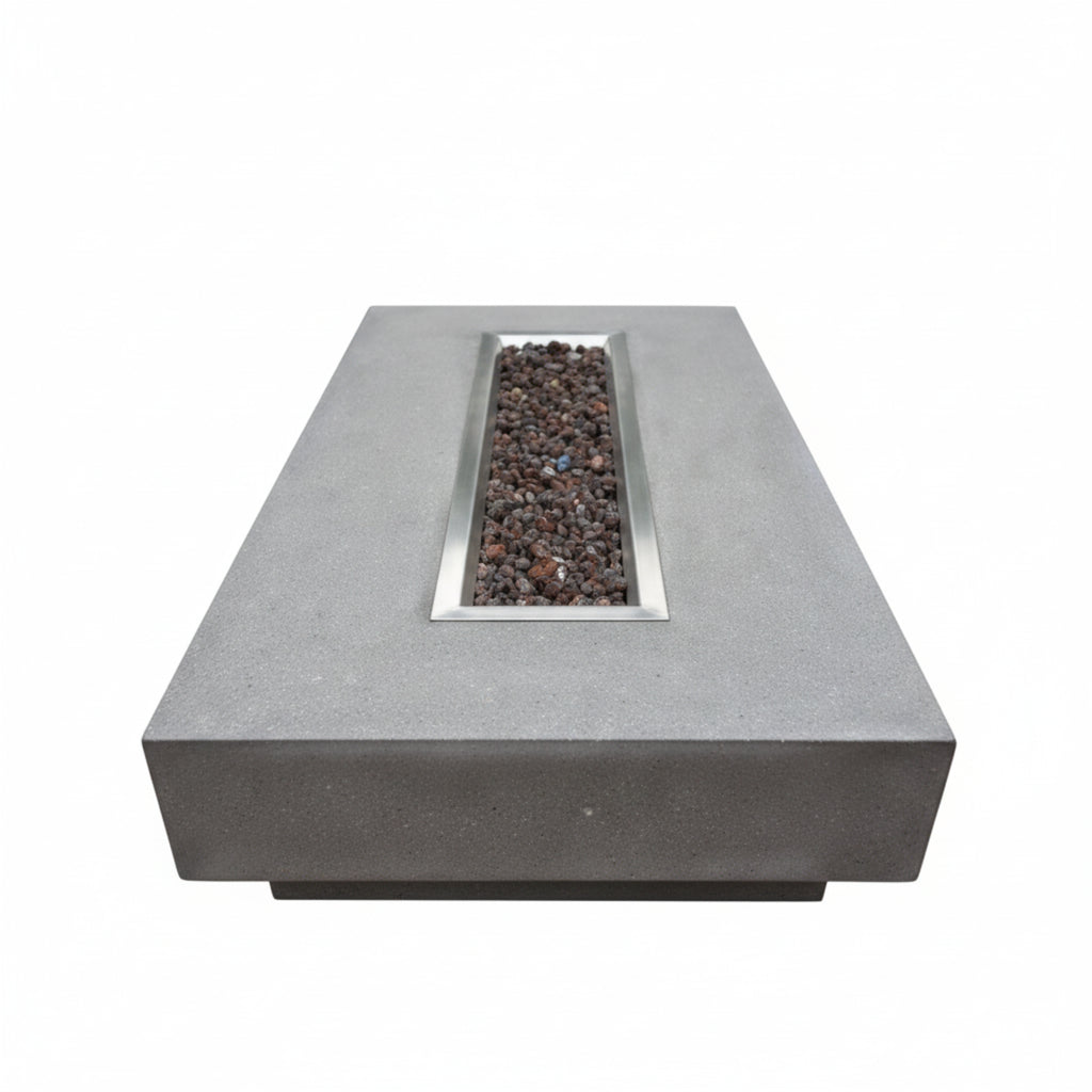 Hampton Concrete Fire Pit 56" X 32" Outdoor Patio Firepit Includes Lava Rocks Modern Fire Pits & Outdoor Fireplaces for Garden, Deck, Indoor & Outdoor Heating