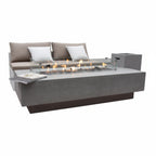 Hampton Concrete Fire Pit 56" X 32" Outdoor Patio Firepit Includes Lava Rocks Modern Fire Pits & Outdoor Fireplaces for Garden, Deck, Indoor & Outdoor Heating