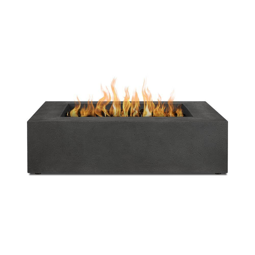 Brookhurst 42 In. L X 12 In. H Outdoor GFRC Liquid Propane Fire Pit in Carbon with Lava Rocks