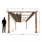 Florence 11 Ft. X 16 Ft. Wood Grain Aluminum Pergola in Canadian Cedar and Cocoa Convertible Canopy