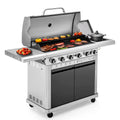 6 Burner Propane Gas Grill and Griddle Combo with Side Burner 740 Sq. In. Large Cooking Area 52,000 but Output BBQ Grill